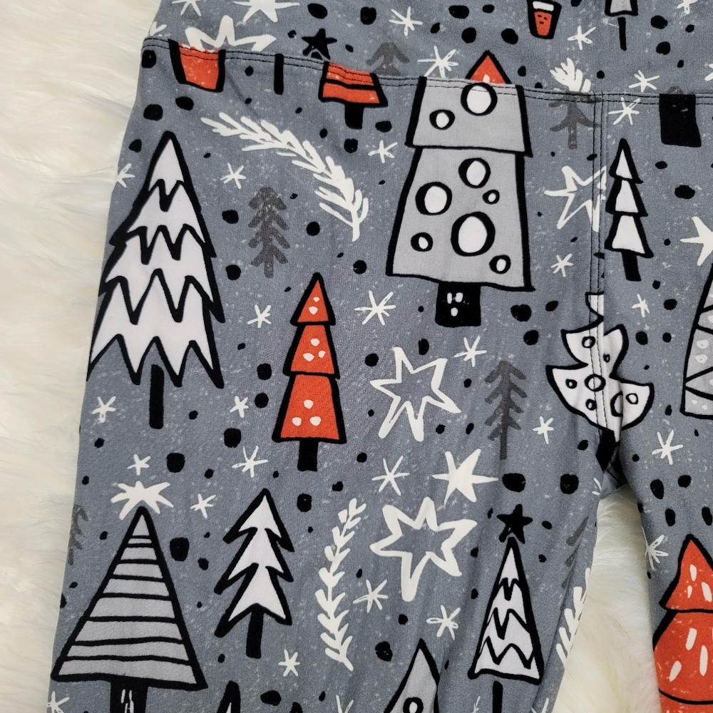 KIDS Gray Christmas Trees Leggings